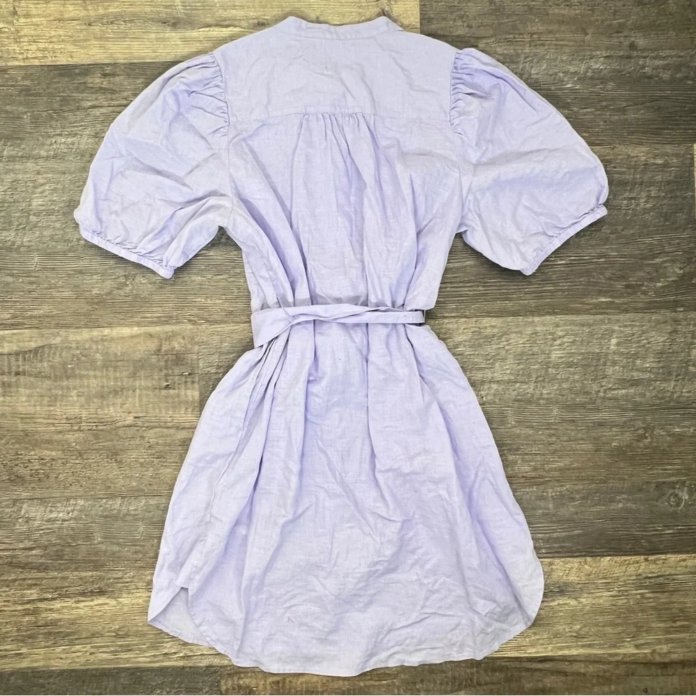 GAP Lavender Tie-Waist Puff Sleeve Mini Dress - Picture 4 of 4